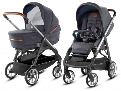 Коляска 2 в 1 Inglesina Aptica System Duo Indigo Denim/Graphite Cuoio